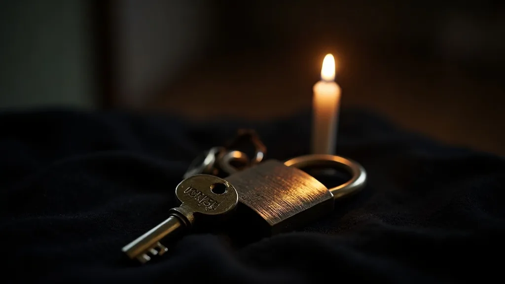 cle de laiton ancienne dans un cadenas ouvert sur velours noir a Nantes