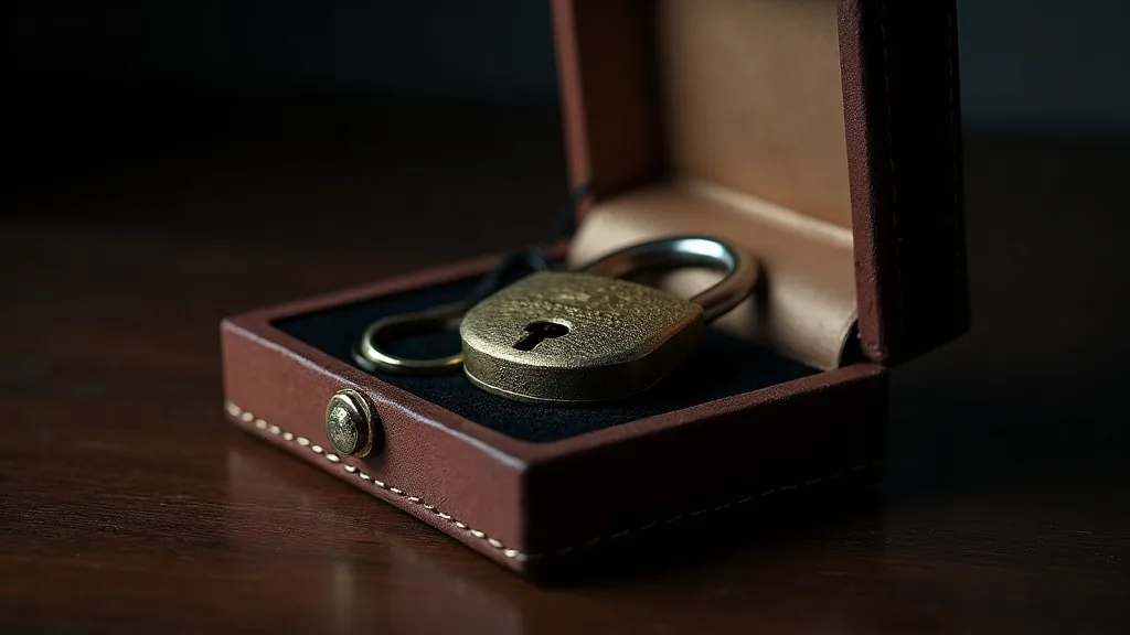 Cadenas acier et cle laiton sur ecrin velours a Nantes