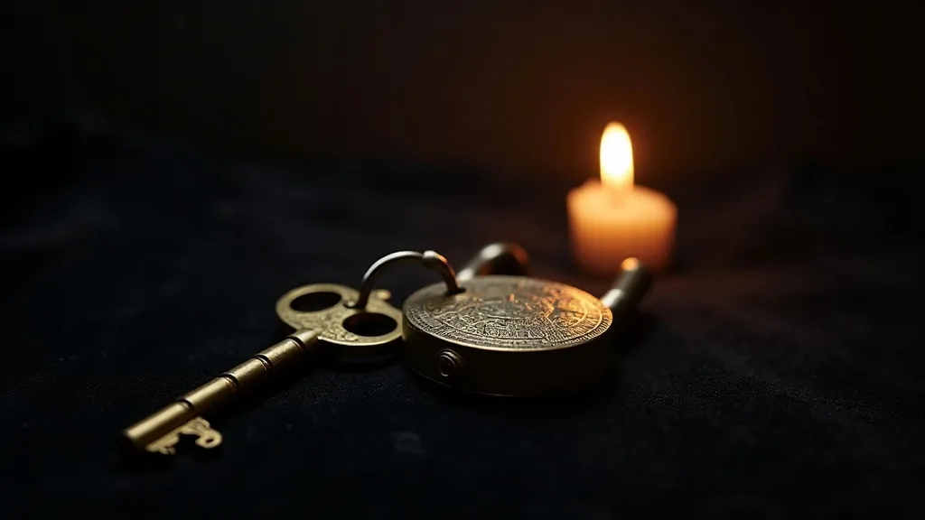 cle de laiton ancienne dans un cadenas ouvert sur velours noir a Nantes